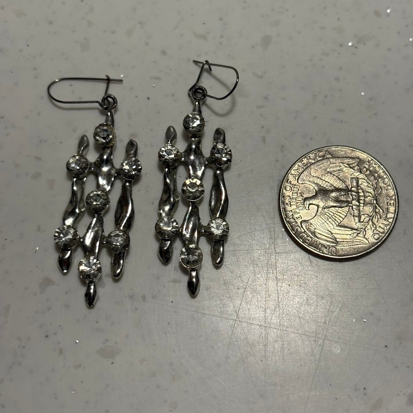 Silver-plated dangle earrings