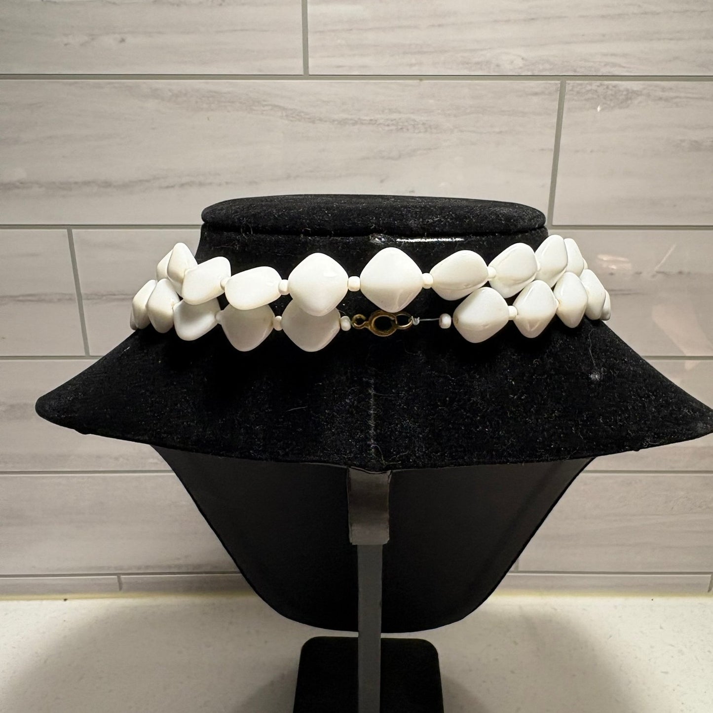 White bead necklace