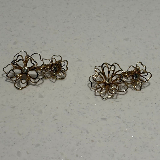 Vintage Flower Coro Clip On Earrings