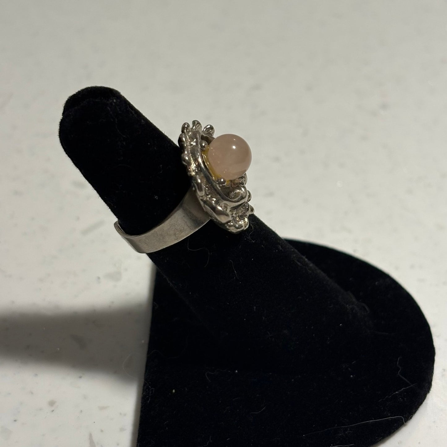 Sterling rose quarts ring