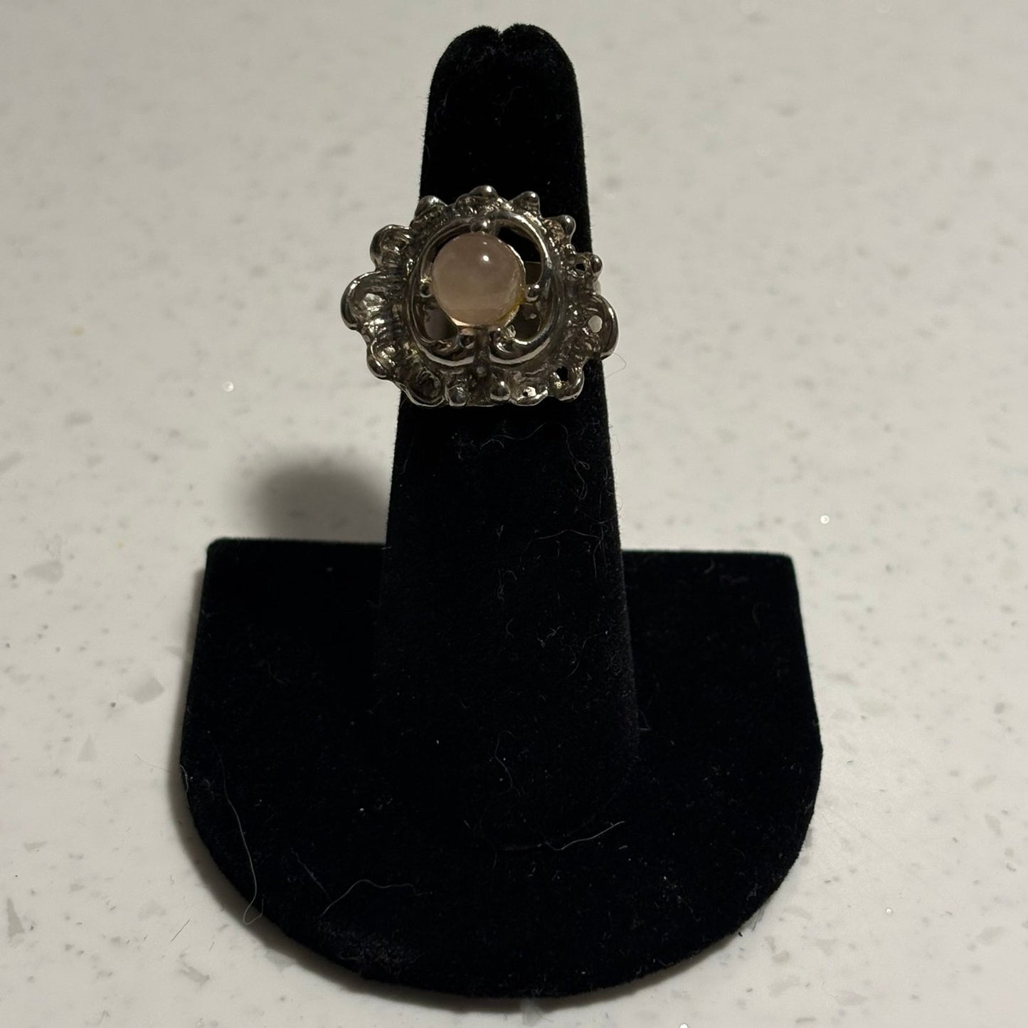 Sterling rose quarts ring