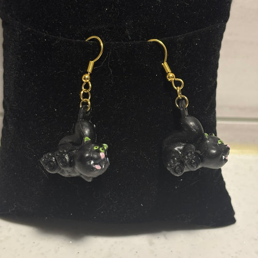 Black cat earrings