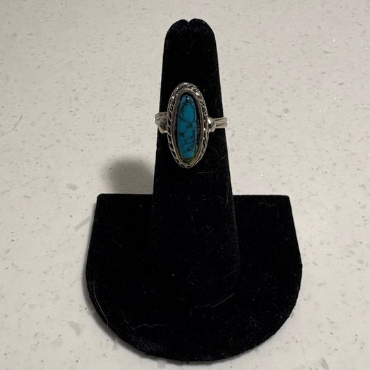 Silver and dyed Howlite ring