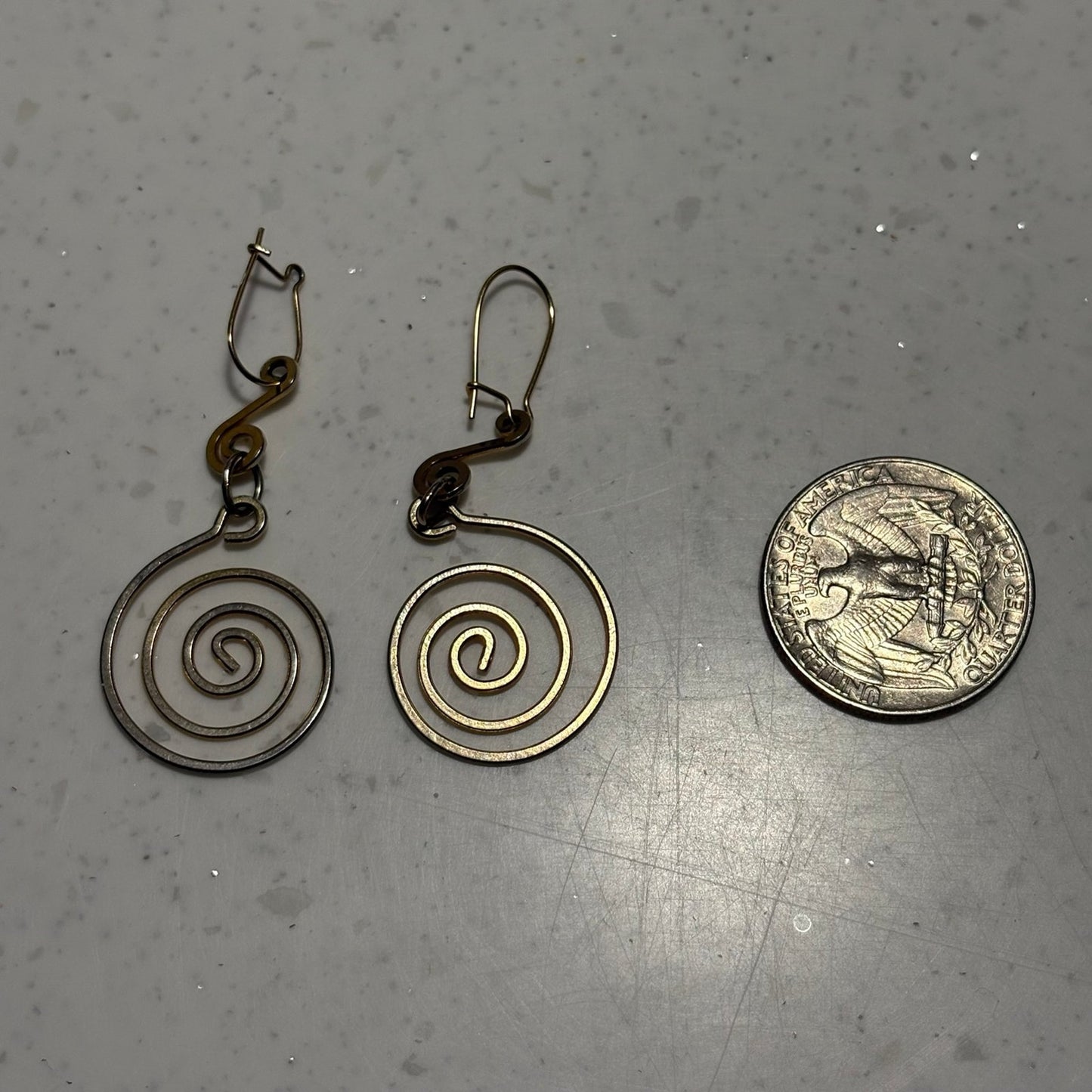 Handmade gold-plated spiral earrings