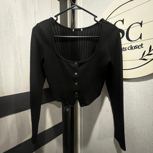 Black Knit Crop top