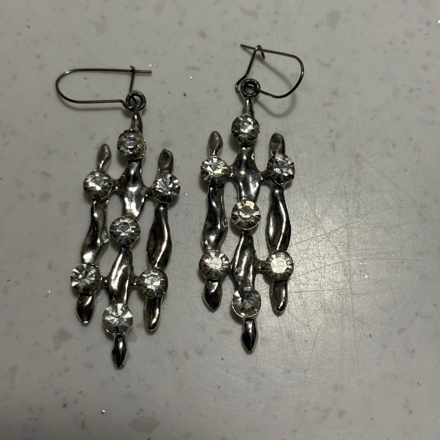 Silver-plated dangle earrings