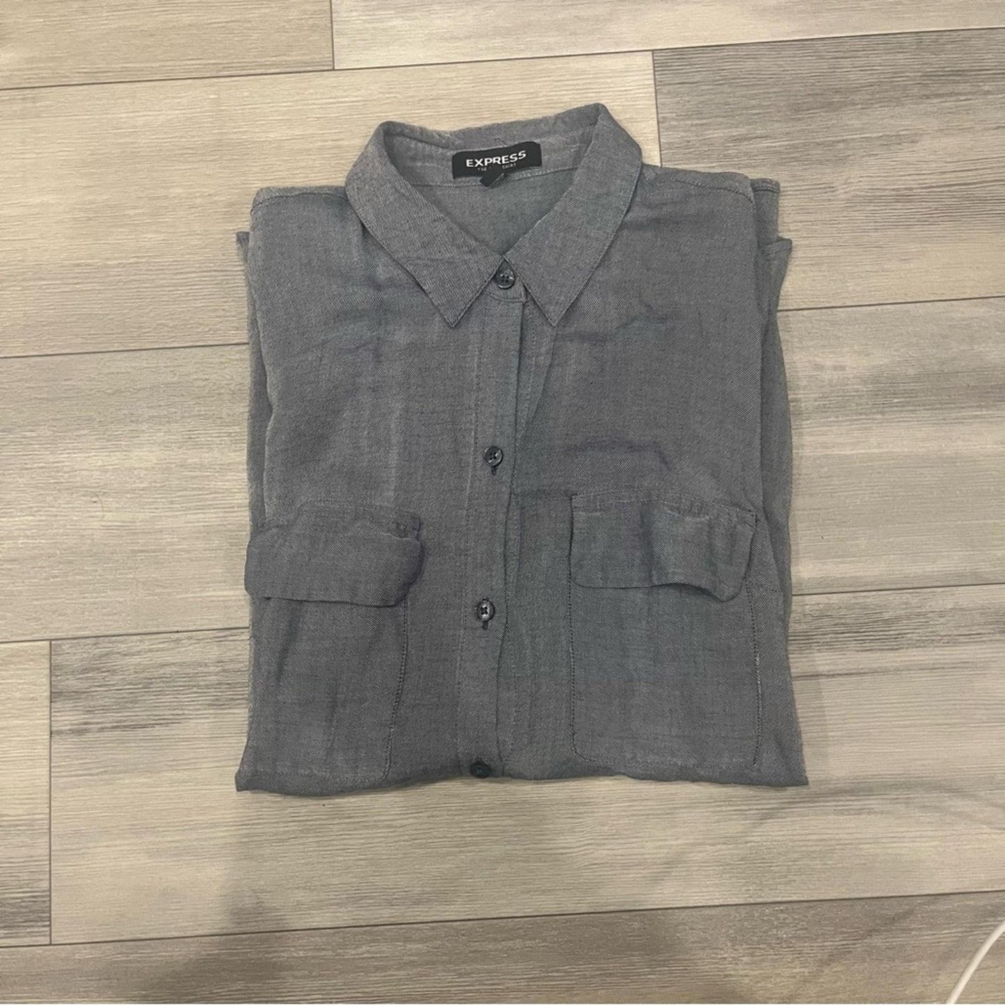 Express Navy Pinstripe City Shirt