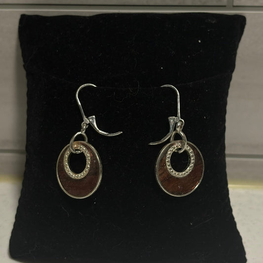Silver and brown earrings