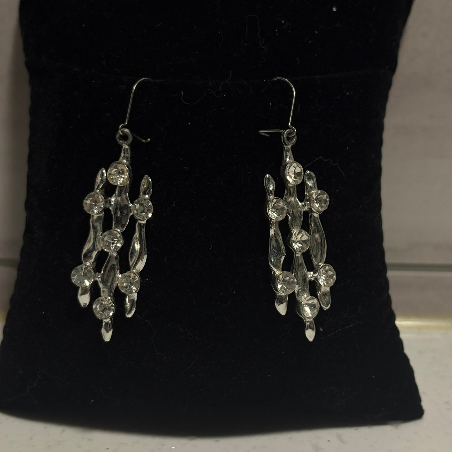 Silver-plated dangle earrings