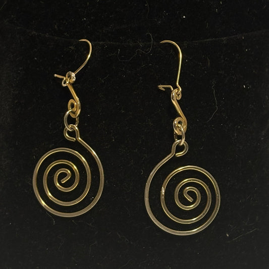 Handmade gold-plated spiral earrings