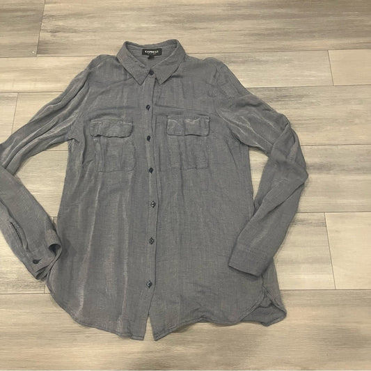 Express Navy Pinstripe City Shirt