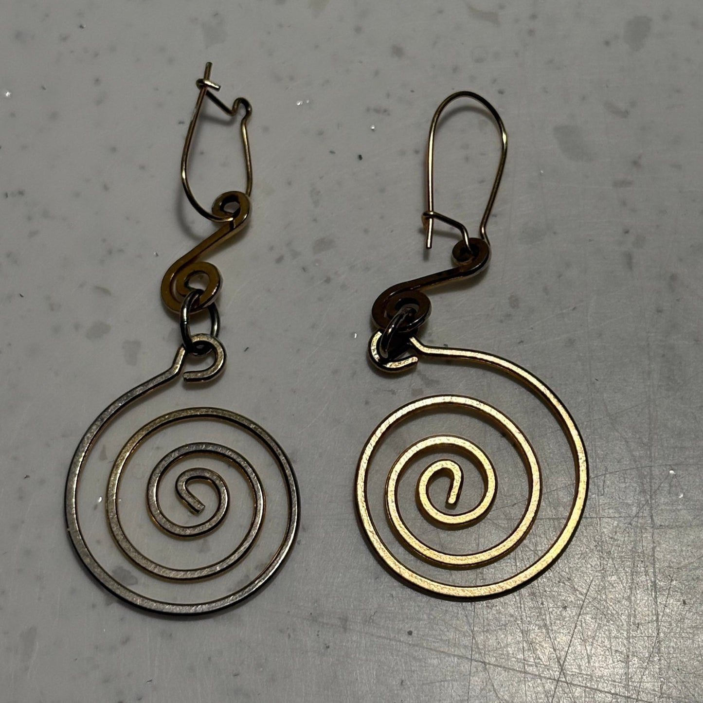 Handmade gold-plated spiral earrings
