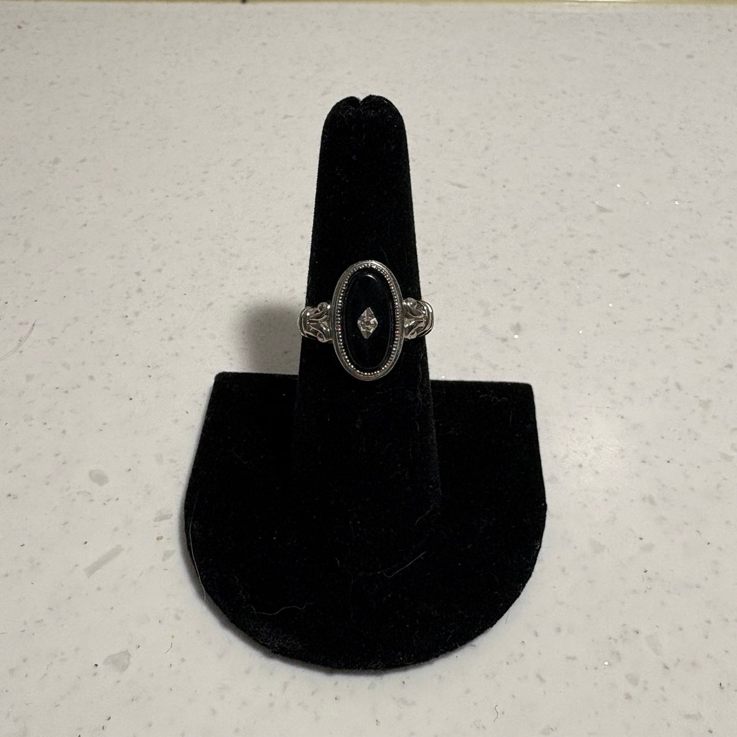 1970’s Avon Onxy and Diamond Ring