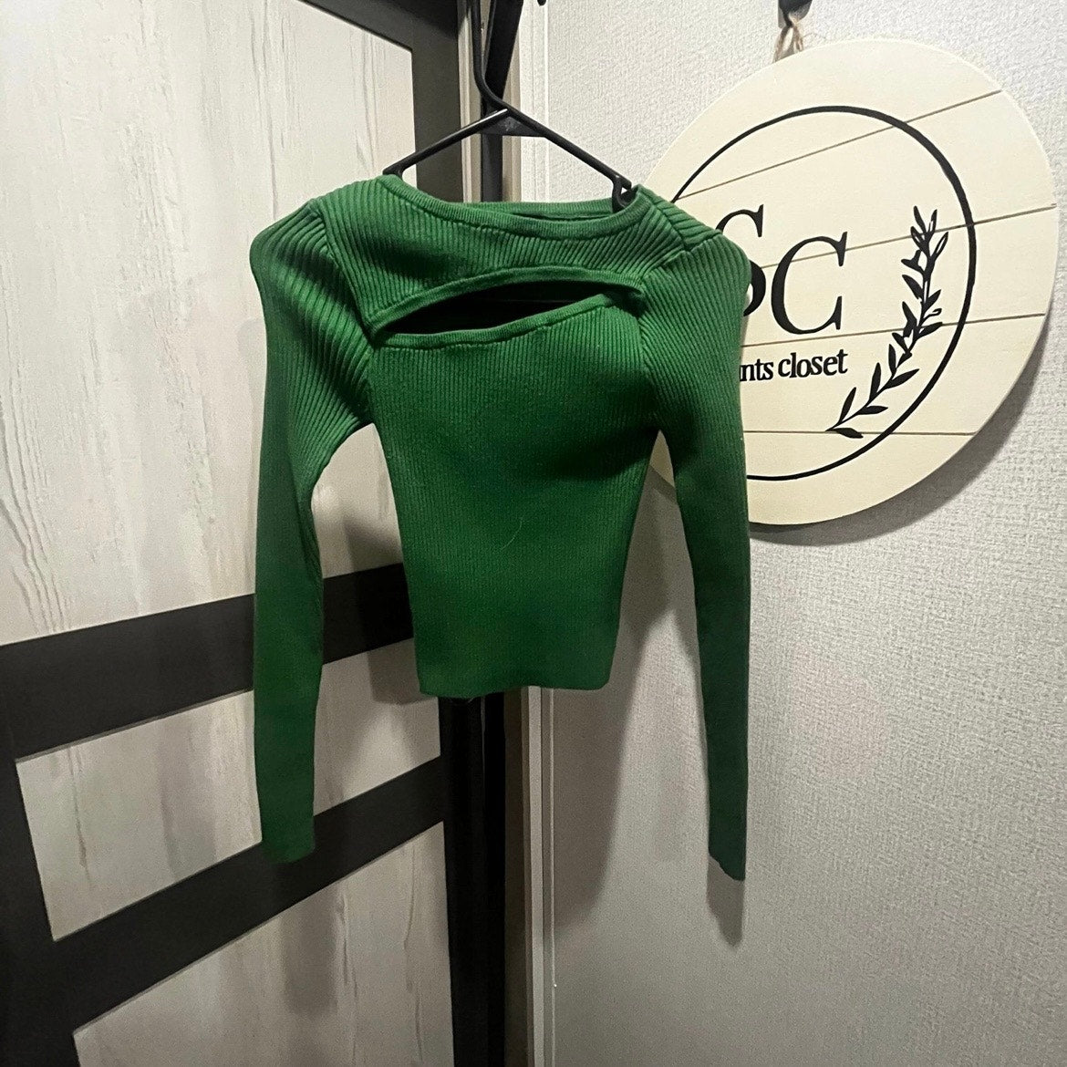 Green Cutout sweater