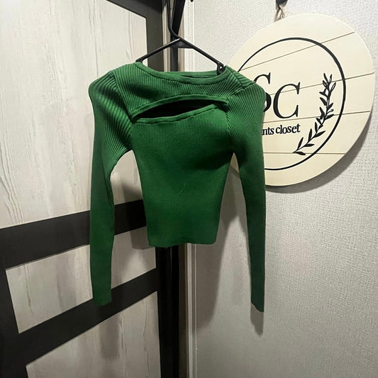 Green Cutout sweater